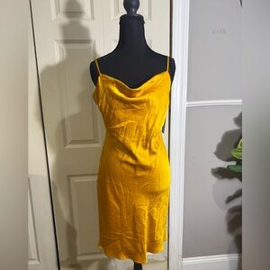 Express Strapless Dress in Vibrant Gold